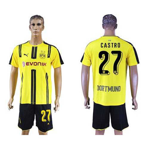 Dortmund #27 Castro Home Soccer Club Jersey