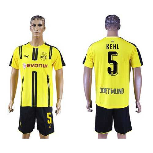 Dortmund #5 Kehl Home Soccer Club Jersey