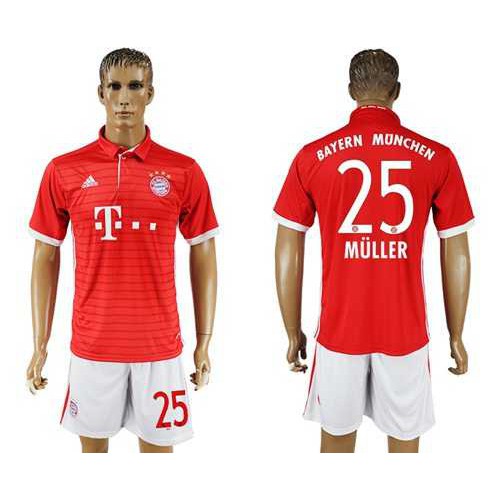 Bayern Munchen #25 Muller Home Soccer Club Jersey
