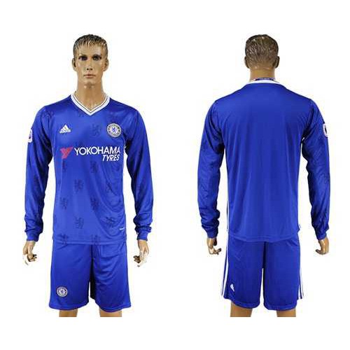 Chelsea Blank Home Long Sleeves Soccer Club Jersey