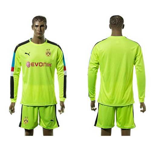 Dortmund Blank Green Long Sleeves Goalkeeper Soccer Club Jersey