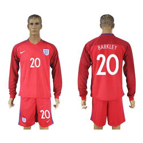 England #20 Barkley Away Long Sleeves Soccer Country Jersey