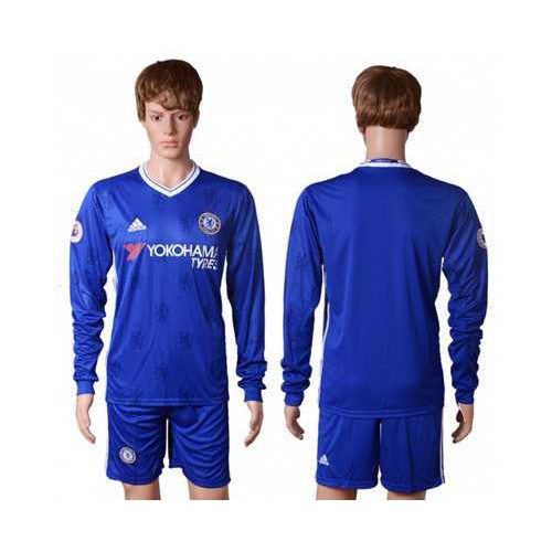 Chelsea Blank Home Long Sleeves Soccer Club Jersey