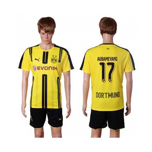 Dortmund #17 Aubameyang Home Soccer Club Jersey