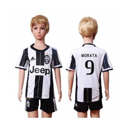 Juventus #9 Morata Home Kid Soccer Club Jersey
