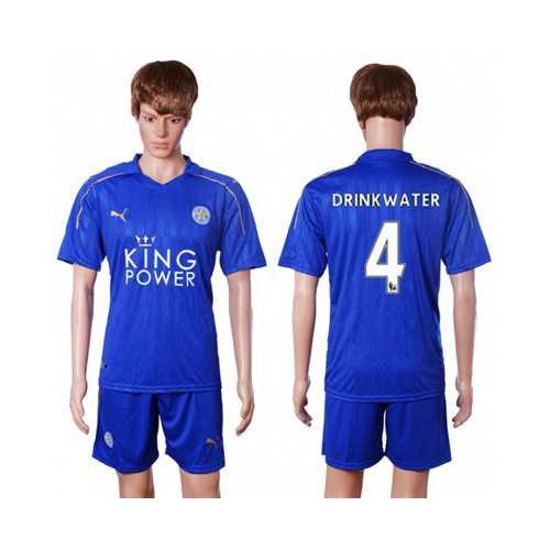 Leicester City #4 Drinkwater Home Soccer Club Jersey