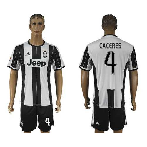 Juventus #4 Caceres Home Soccer Club Jersey