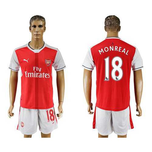 Arsenal #18 Monreal Home Soccer Club Jersey