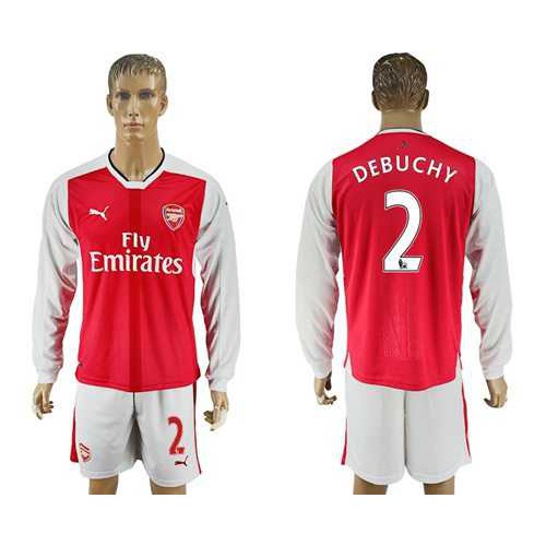 Arsenal #2 Debuchy Red Home Long Sleeves Soccer Club Jersey