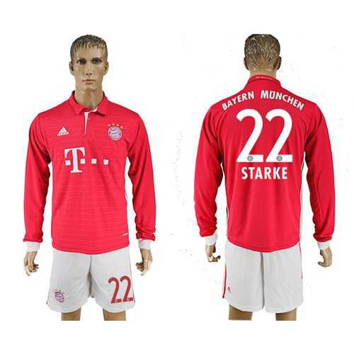 Bayern Munchen #22 Starke Home Long Sleeves Soccer Club Jersey