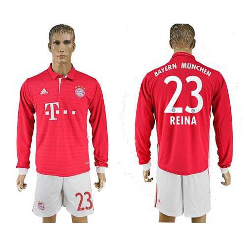 Bayern Munchen #23 Reina Home Long Sleeves Soccer Club Jersey