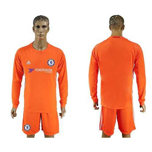 Chelsea Blank Orange Goalkeeper Long Sleeves Soccer Club Jersey