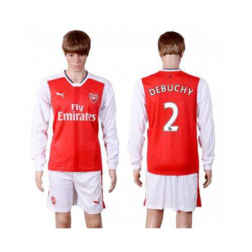 Arsenal #2 Debuchy Red Home Long Sleeves Soccer Club Jersey