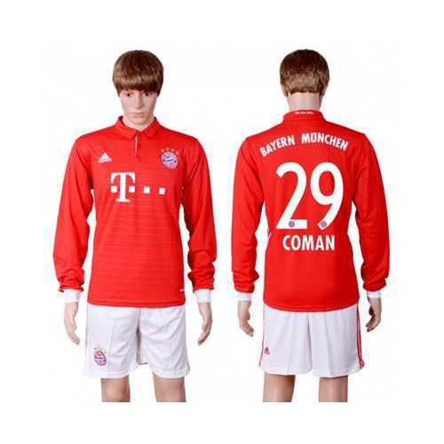 Bayern Munchen #29 Coman Home Long Sleeves Soccer Club Jersey