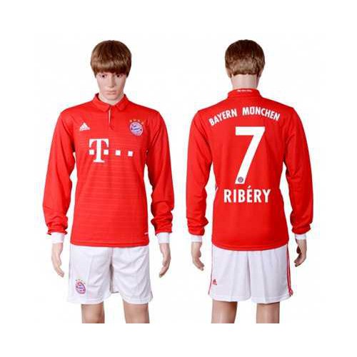 Bayern Munchen #7 Ribery Home Long Sleeves Soccer Club Jersey