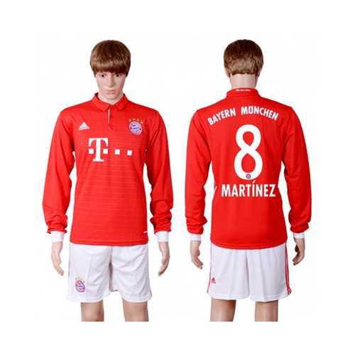 Bayern Munchen #8 Martinez Home Long Sleeves Soccer Club Jersey