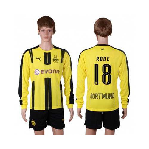 Dortmund #18 Rode Home Long Sleeves Soccer Club Jersey