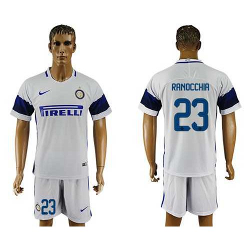 Inter Milan #23 Ranocchia White Away Soccer Club Jersey