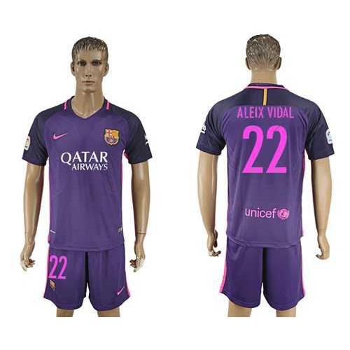 Barcelona #22 Aleix Vidal Away Soccer Club Jersey