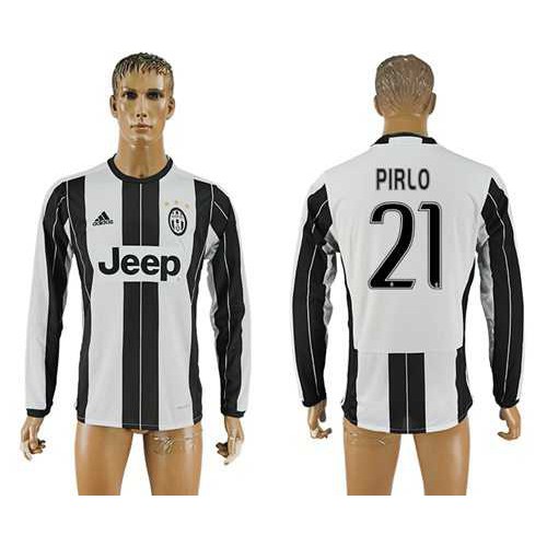 Juventus #21 Pirlo Home Long Sleeves Soccer Club Jersey