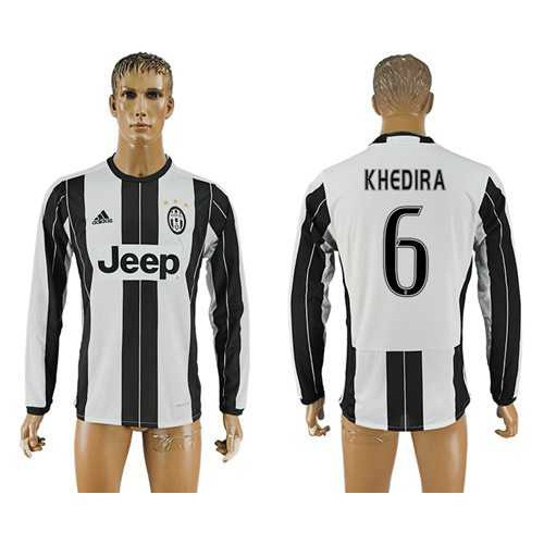 Juventus #6 Khedira Home Long Sleeves Soccer Club Jersey