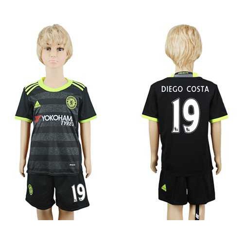 Chelsea #19 Diego Costa Away Kid Soccer Club Jersey
