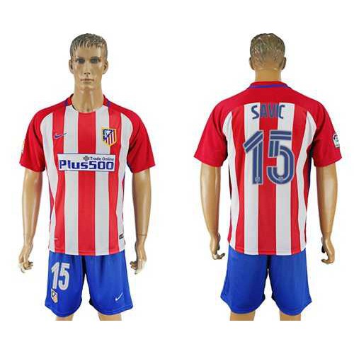 Atletico Madrid #15 Savic Home Soccer Club Jersey
