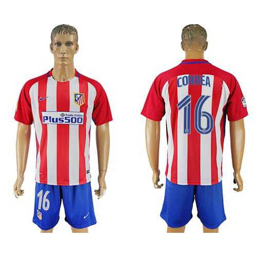 Atletico Madrid #16 Correa Home Soccer Club Jersey
