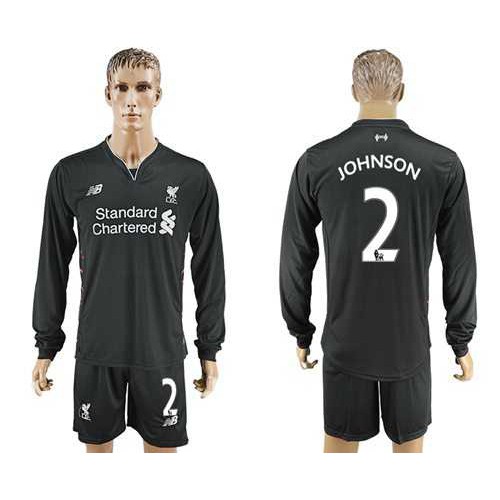 Liverpool #2 Johnson Away Long Sleeves Soccer Club Jersey