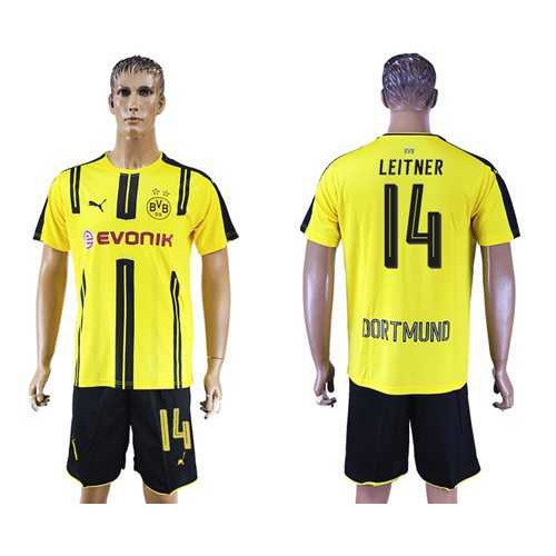 Dortmund #14 Leitner Home Soccer Club Jersey
