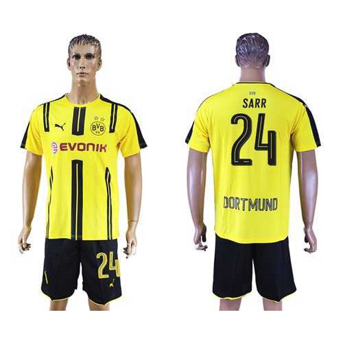 Dortmund #24 Sarr Home Soccer Club Jersey
