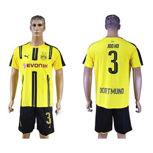 Dortmund #3 Joo Ho Home Soccer Club Jersey