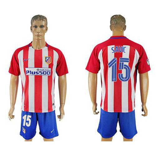 Atletico Madrid #15 Savic Home Soccer Club Jersey