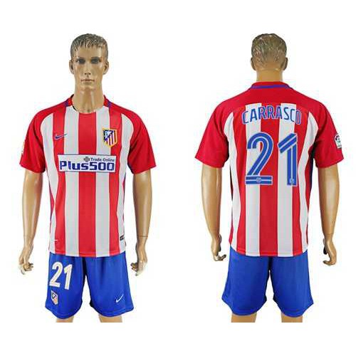 Atletico Madrid #21 Carrasco Home Soccer Club Jersey