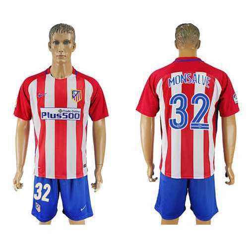 Atletico Madrid #32 Monsalve Home Soccer Club Jersey
