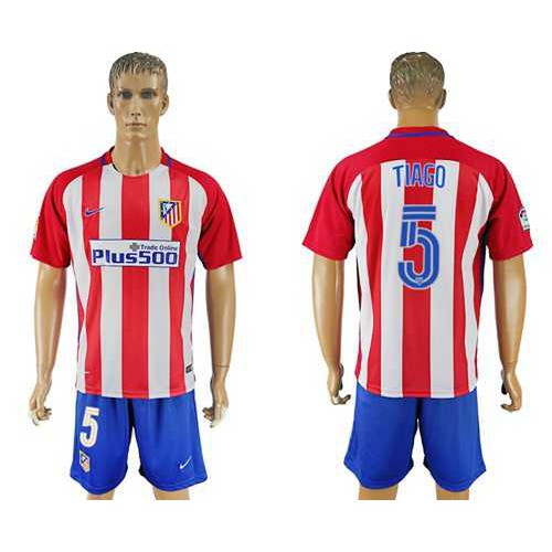 Atletico Madrid #5 Tiago Home Soccer Club Jersey