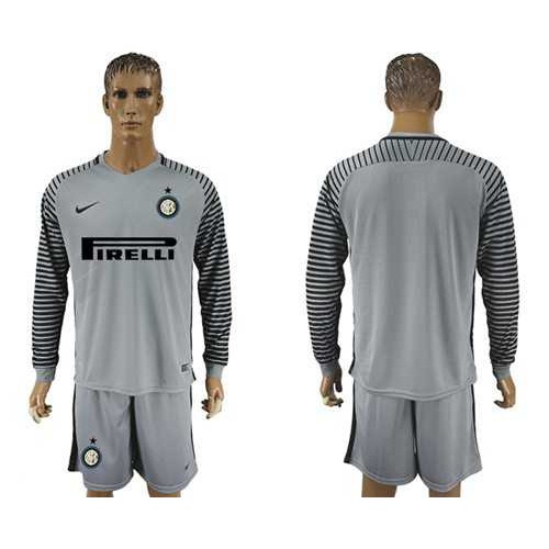 Inter Milan Blank Grey Goalkeeper Long Sleeves Soccer Club Jersey