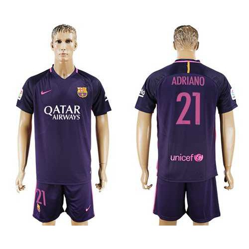 Barcelona #21 Adriano Away Soccer Club Jersey
