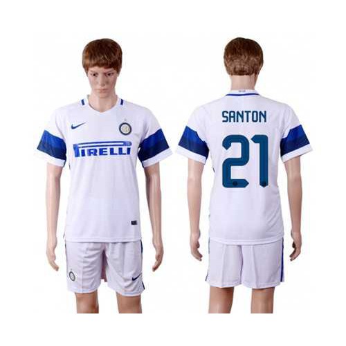 Inter Milan #21 Santon White Away Soccer Club Jersey