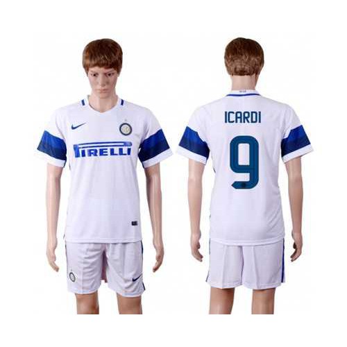 Inter Milan #9 Icardi White Away Soccer Club Jersey