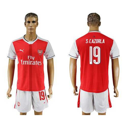 Arsenal #19 S.Cazorla Champions League Home Soccer Club Jersey