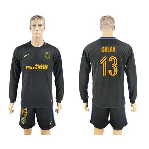 Atletico Madrid #13 Oblak Away Long Sleeves Soccer Club Jersey