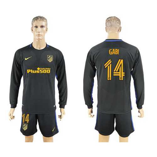 Atletico Madrid #14 Gabi Away Long Sleeves Soccer Club Jersey