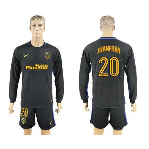 Atletico Madrid #20 Juanfran Away Long Sleeves Soccer Club Jersey