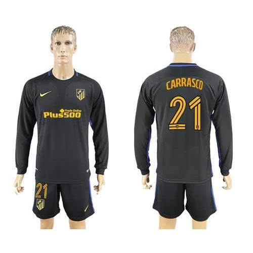 Atletico Madrid #21 Carrasco Away Long Sleeves Soccer Club Jersey