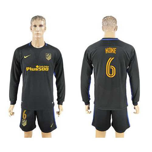 Atletico Madrid #6 Koke Away Long Sleeves Soccer Club Jersey