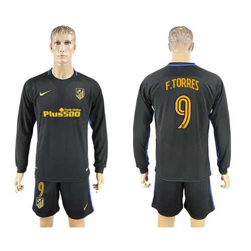 Atletico Madrid #9 F.Torres Away Long Sleeves Soccer Club Jersey