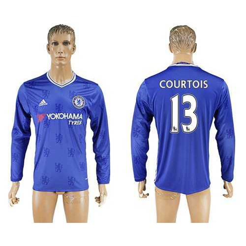 Chelsea #13 Courtois Home Long Sleeves Soccer Club Jersey