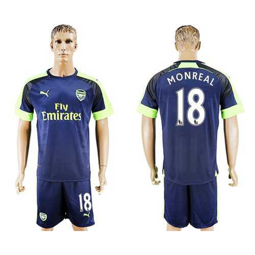 Arsenal #18 Monreal Sec Away Soccer Club Jersey