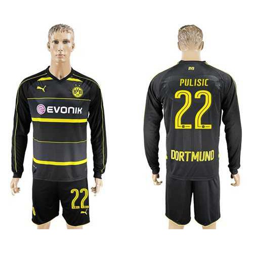 Dortmund #22 Pulisic Away Long Sleeves Soccer Club Jersey